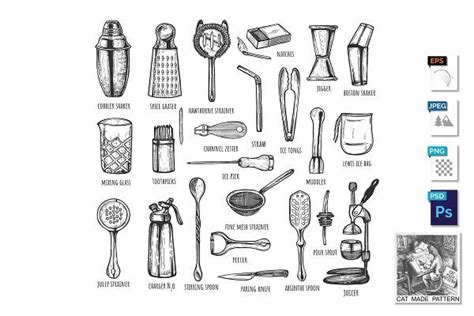 Professional bartender tools set | Custom-Designed Illustrations ...