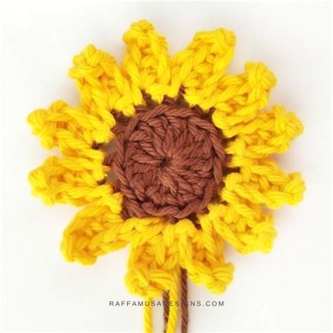 How to Crochet a Sunflower Applique + VIDEO Tutorial – Free Crochet Pattern • RaffamusaDesigns