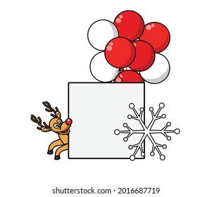 Reindeer Cartoon Banner Christmas Vector Illustration Stock Vector (Royalty Free) 2016687719 ...