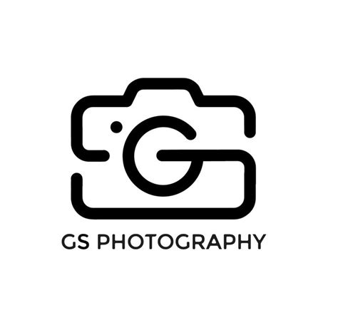 a black and white logo for a photography company, with the words'g s photography