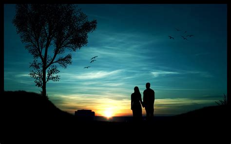 Sunset Couple Silhouette 4k Hd Desktop Wallpaper Widescreen High - Riset