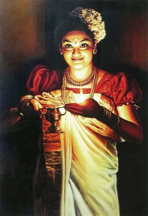 Reprints of Raja Ravi Varma Paintings: Lady with a Lamp - Kerala Style ...