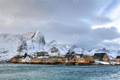 Winter time in Reine, Lofoten Islands, Norway. 16102865 Stock Photo at Vecteezy