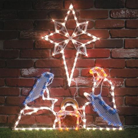 Lighted Outdoor Nativity Scene with Star - Zoom | Outdoor nativity ...