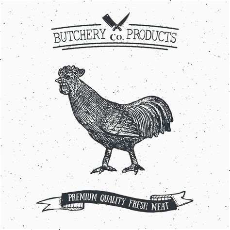 Butcher Shop vintage emblem rooster meat products, butchery Logo ...