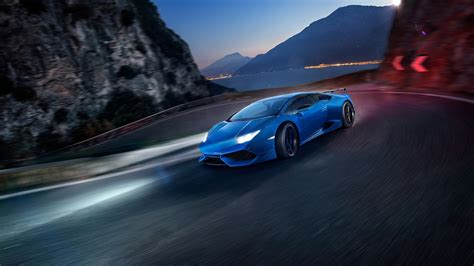 Download Wallpaper 1920x1080 Lamborghini Huracan blue supercar speed ...