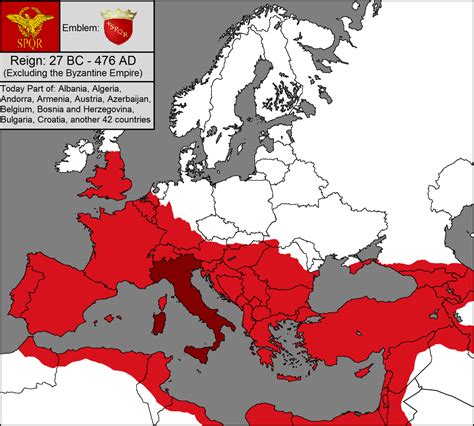 The Roman Empire with today borders for comparison - Maps on the Web