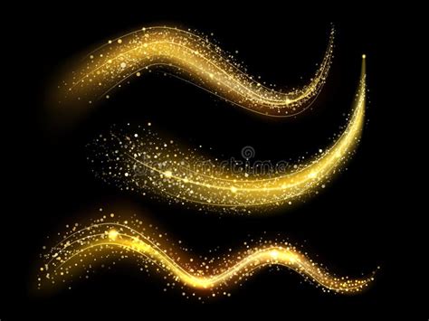 Glitter Lighting Path. Glowing Light Sparkles with Golden Glitter, Magic Stardust Wave and ...