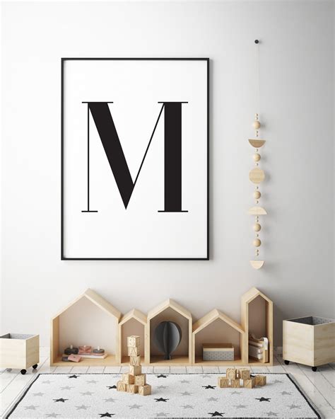 Letter M Print M Wall Art Decor Monogram Printable Nursery | Etsy