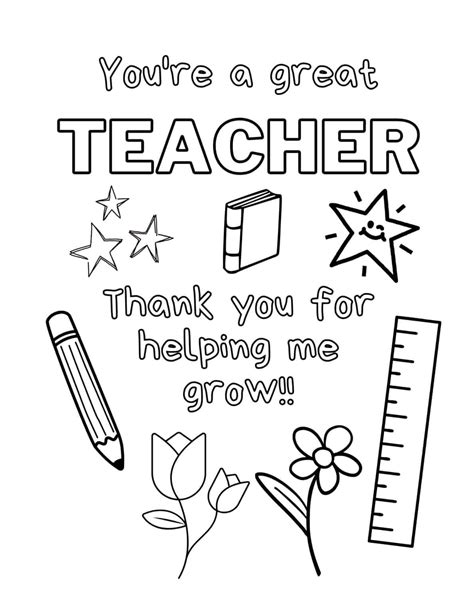 Teacher Appreciation Coloring Page Teacher Printable Teacher Thank You Teacher Coloring Pages ...