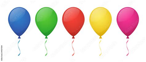 Color balloons for happy birthday party. Vector cartoon set of flying ...