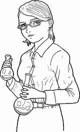 Woman Scientist sketch template