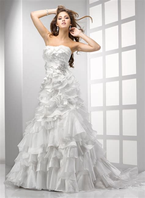 Kaylees Bridal - Organza Swirling Panels A-line Strapless Wedding Dress | Fancy wedding dresses ...