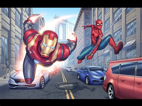 Iron Man / Spidey Team-Up by Kyle Petchock on Dribbble