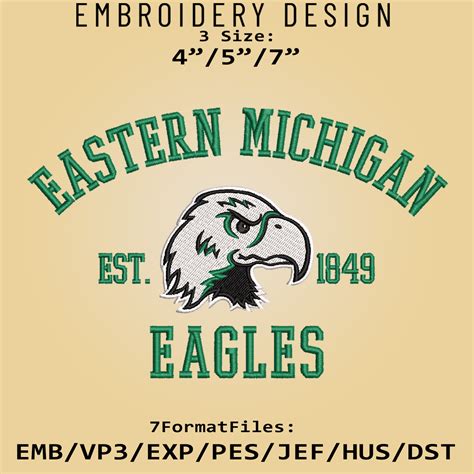 Eastern Michigan Eagles embroidery design, NCAA Logo Embroid | Inspire Uplift