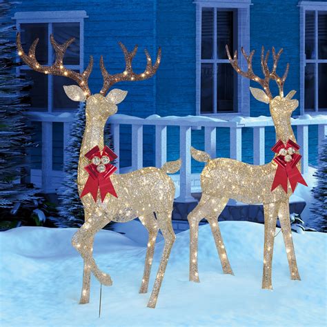 5ft 11 Inches (182.8 cm) Indoor/Outdoor Christmas Reindeer Family - Set of 2 Bucks With 480 LED ...