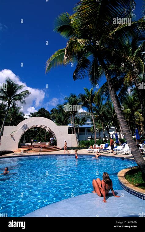 Puerto Rico Wyndham El San Juan Hotel Swimming Pool open space blue sky ...