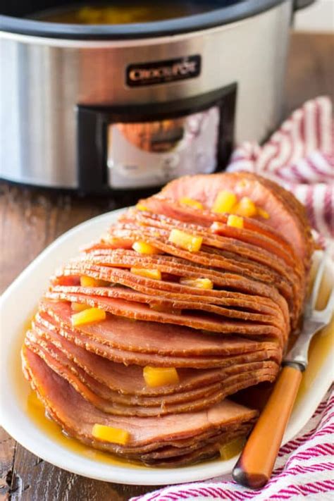 Crock Pot Brown Sugar Pineapple Ham Recipe - Slow Cooker Ham