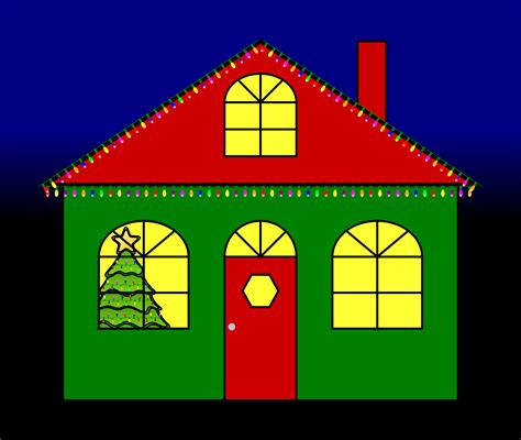 Clipart - House with Christmas Lights