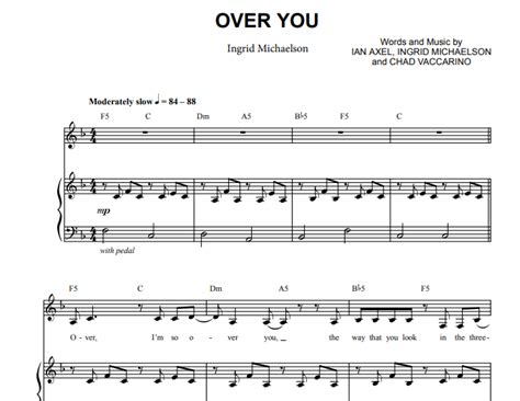 Ingrid Michaelson-Over You Free Sheet Music PDF for Piano | The Piano Notes