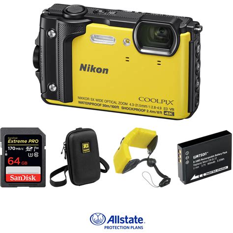 Nikon COOLPIX W300 Digital Camera Deluxe Kit (Yellow) B&H Photo