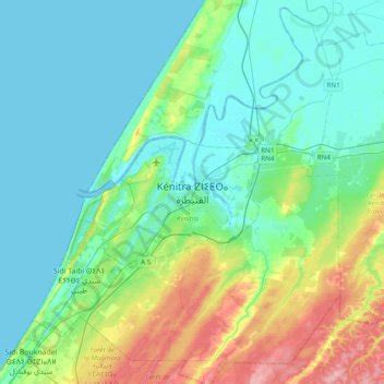 Kenitra topographic map, elevation, relief