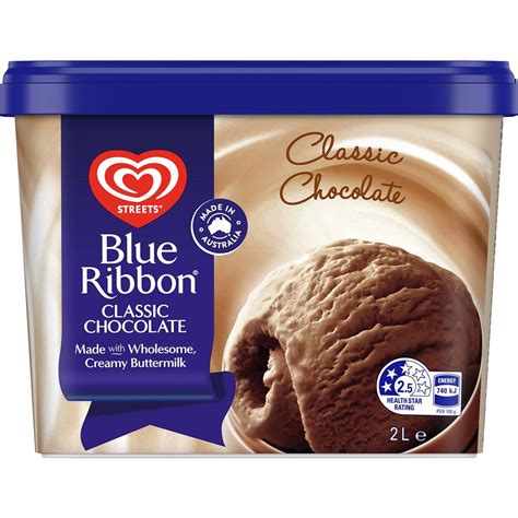 Blue Ribbon Classic Chocolate Reduced Fat Ice Cream Dessert Tub 2l ...