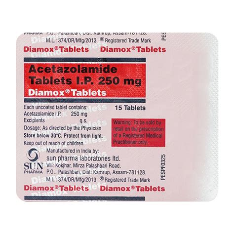 Diamox 250mg Tablet 15'S : Price, Uses, Side Effects | Netmeds