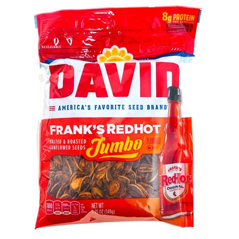 David Jumbo Sunflower Seeds Franks Red Hot Sauce 12CT