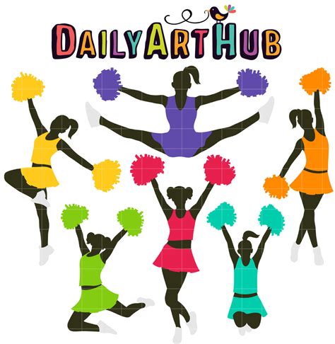 Cheerleader Silhouettes Clip Art Set – Daily Art Hub // Graphics, Alphabets & SVG