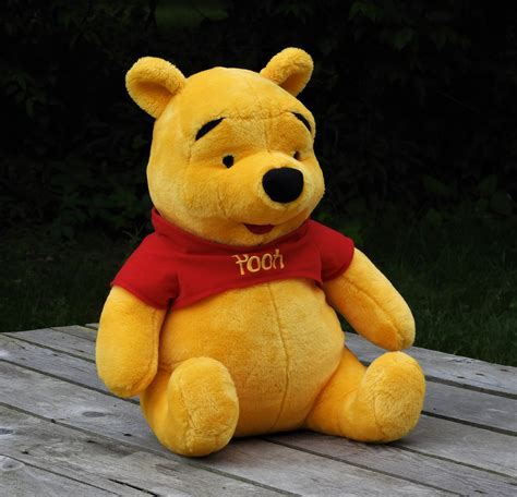 Vintage Winnie the Pooh, Mattel Arco, Plush Disney Toy, Stuffed Animal, Yellow & Red, Teddy Bear ...