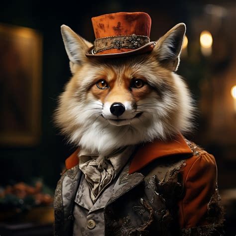 Premium AI Image | Portrait of a Regal Fox Dons Elegant Attire Posing With a Mischievous Ex ...