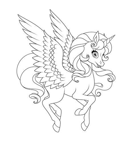 Coloriage Licorne Avec Des Ailes - Setianvnty