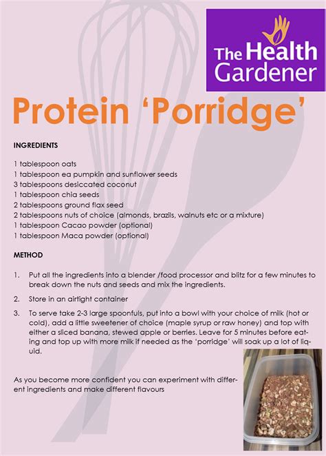 Protein 'Porridge' - The Health Gardener