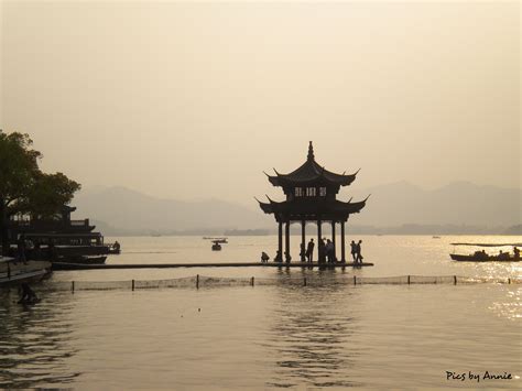 Sun set at the Westlake in beautiful Hangzhou, Zhejiang, China