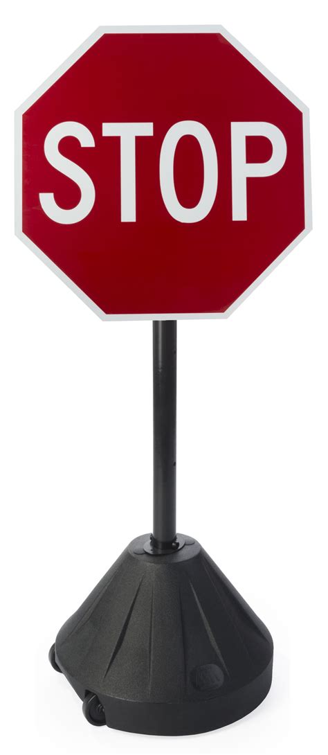 24” Portable Stop Sign with Wheels, Weather-Resistant Aluminum ...