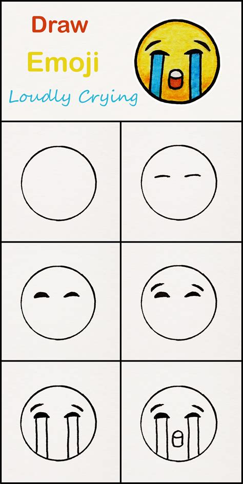 How to draw the loudly crying emoji step by step art for kids – Artofit