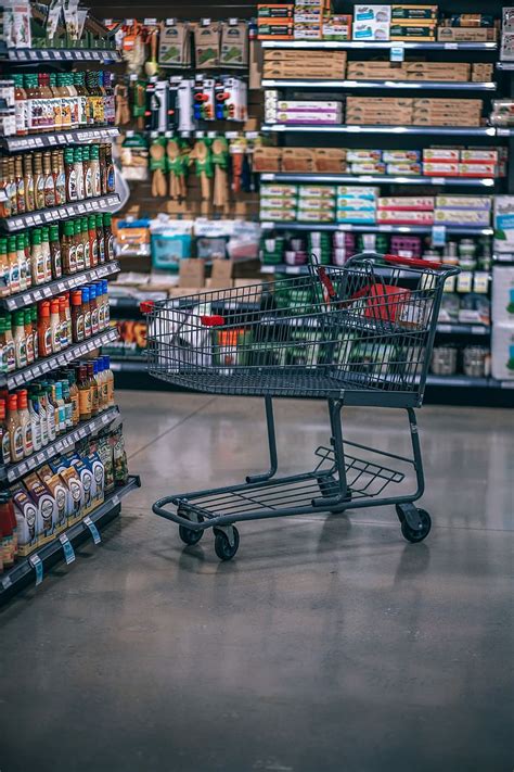 empty shopping cart, shallow, focus photography, black, steel shopping, carrito, carrito de ...