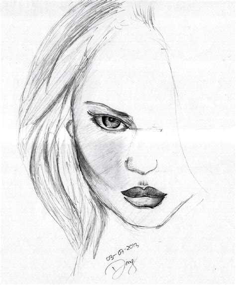 girl half face sketch by danydroop on DeviantArt