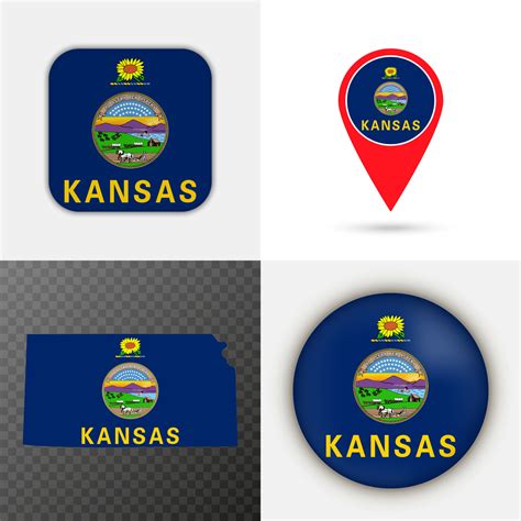 Set of Kansas state flag. Vector illustration. 15260604 Vector Art at ...