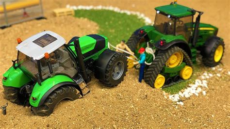 Bruder RC Tractor Deutz Stuck! John Deere Tractor RC Action Video - YouTube