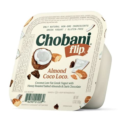 Chobani Flip Low-Fat Greek Yogurt, Almond Coco Loco 5.3 oz - Walmart.com - Walmart.com