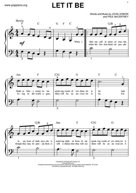 The Beatles-Let It Be Sheet Music pdf, - Free Score Download ★