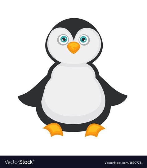 Penguin baby with big blue eyes and plump belly Vector Image