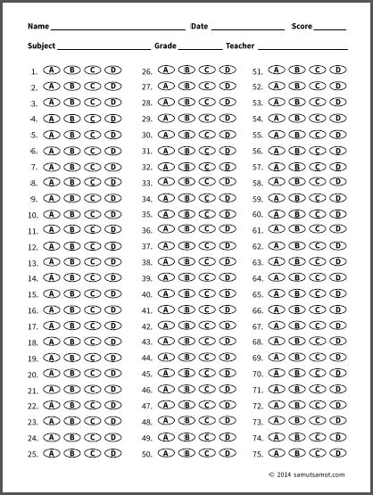 Printable Bubble Sheet 1 100 – Jowo within Blank Answer Sheet Template ...