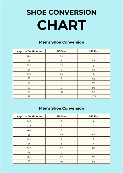 Men's Shoe Size Chart in Illustrator, PDF - Download | Template.net