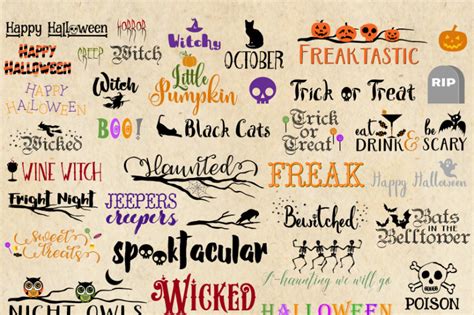 Halloween Word Art Clipart By Digital Curio | TheHungryJPEG