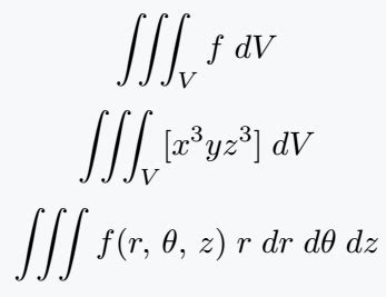 How to write triple integral(∭) and volume integral(∰) in LaTeX?