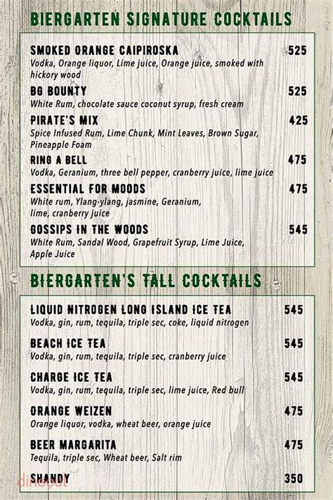 Menu of Biergarten, Whitefield, Bangalore | Dineout