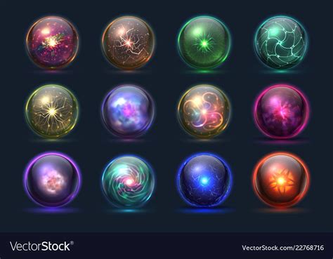 Magical crystal orbs glowing magic balls vector image on | Crystal orb ...